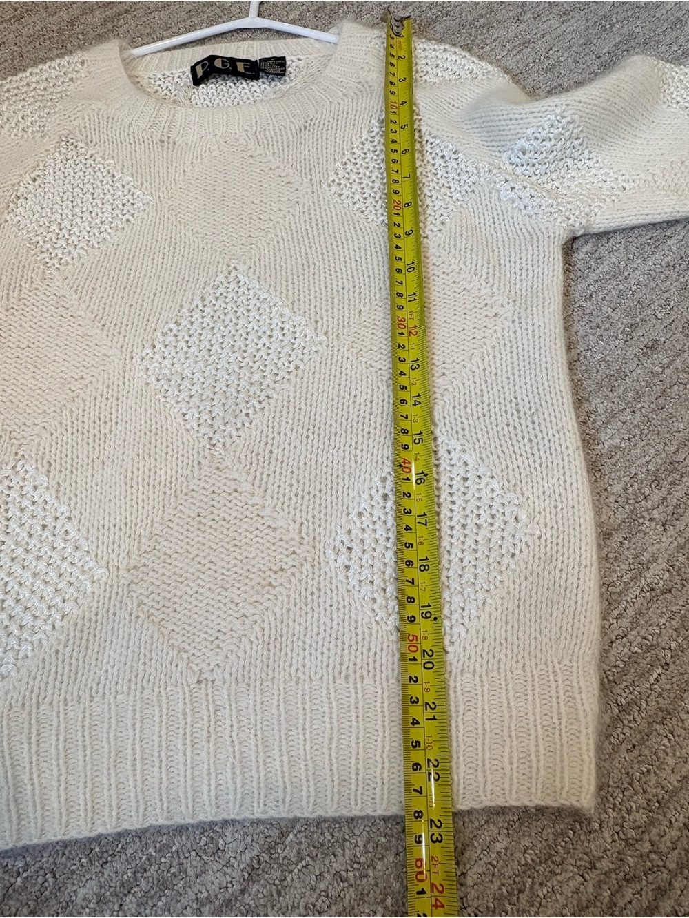 P.G.E. Lambswool & Angora Rabbit Hair Blend Diamond Knit Sweater | S - Picture 12 of 13